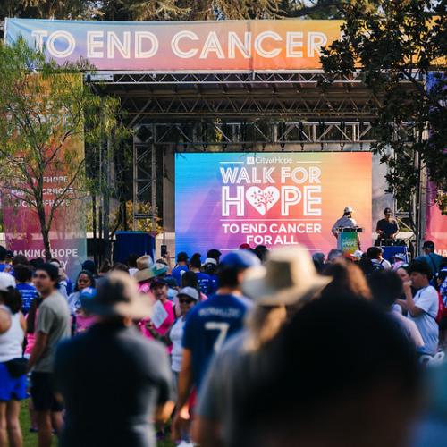 Stage with walk for hope sign displayed 